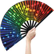 Luminous Polka Dot Foldable Hand Fan, Glow In The Dark Fan For Rave Club Party, Dance Performance & Festival Vibe Accessories (UV Activated Glow) - Fluorescent Party Fan - View 9