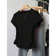 3pcs Women Summer Casual Solid Color Tops, Fashion Minimalist Style, Suitable For Sports, Outdoor, Back To School, Pink, Apricot, Brick Red, Women T-Shirts - 多色-10 - 查看 5
