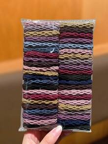 Random 50/100/150/200pcs Morandi Color Unisex Elastic Soft Mesh Hair Ties, Suitable For Daily Commute, Home, Dance, Yoga, Outdoor Sports, Fashion Minimalist Casual Hair Accessories, Women's Hair Accessories, Women's Accessories, Women's Gifts - Multicolor - View 2