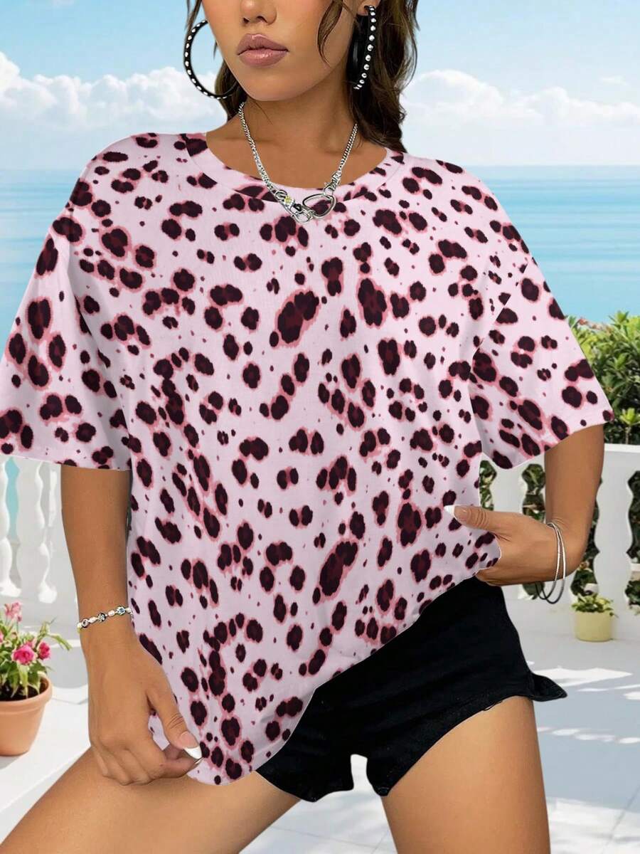 Camiseta UumsW6Aw47eCzIYXWVvXY 3D Estampado Completo para Mujer Cuello Redondo Manga Corta Transpirable Cómoda Perfecta para Todo el Año Opción Ideal para Regalo y Uso Diario Streetwear - Multicolor - Ver 1