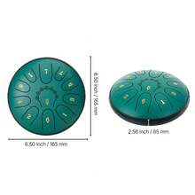 VEVOR Steel Tongue Drum, 16.5cm 11 Notes Rain Drum For Outside Garden, D Major Musical Drums With Music Book & Mallets, Percussion Instrument For Meditation Yoga Beginner Musical Education, Green - Steel Tongue Drum, 6 Inch, 11 Notes, D Major, Green - 查看 10
