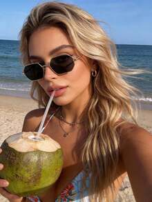 2 Pairs Women's Metal Oval Full-Rim Elegant Thick-Frame Versatile Chic Glasses, Perfect For Business, Casual, Golf, Beach Party, Driving, Outdoor Activities, Fashionable Accessory - Color - View 16
