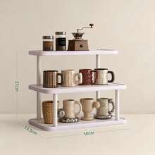 1 pieza Estante de almacenamiento multifuncional para escritorio, soporte de almacenamiento y exhibición de uso múltiple, portavasos, estante para perfumes, estante para especias, soporte para pasteles, adecuado para vasos de agua, tazas de café, juegos de té, escritorio de oficina, barra de café, cocina, decoración del hogar - Blanco - Ver 11