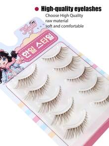 5 Pairs Brown Fox-Inspired Winged Eyelashes, Elongating, Natural, Soft, Fluffy, Lightweight, Suitable For Dates And Everyday Makeup - View 7