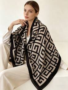 Moemton Elegante pañuelo de seda 100% para dama de oficina, liviano, suave y de moda, diseñado específicamente para mujeres - Negro - Ver 4