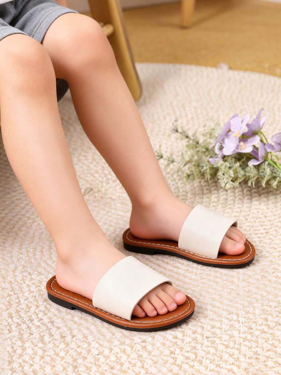 Dép xăng đan chéo đơn giản thời trang mùa hè mới cho bé gái, dép đế bằng chống trượt, chống mài mòn, đa năng, thích hợp cho kỳ nghỉ biển và đi lại hàng ngày ở nhà. - Màu be - Xem 1