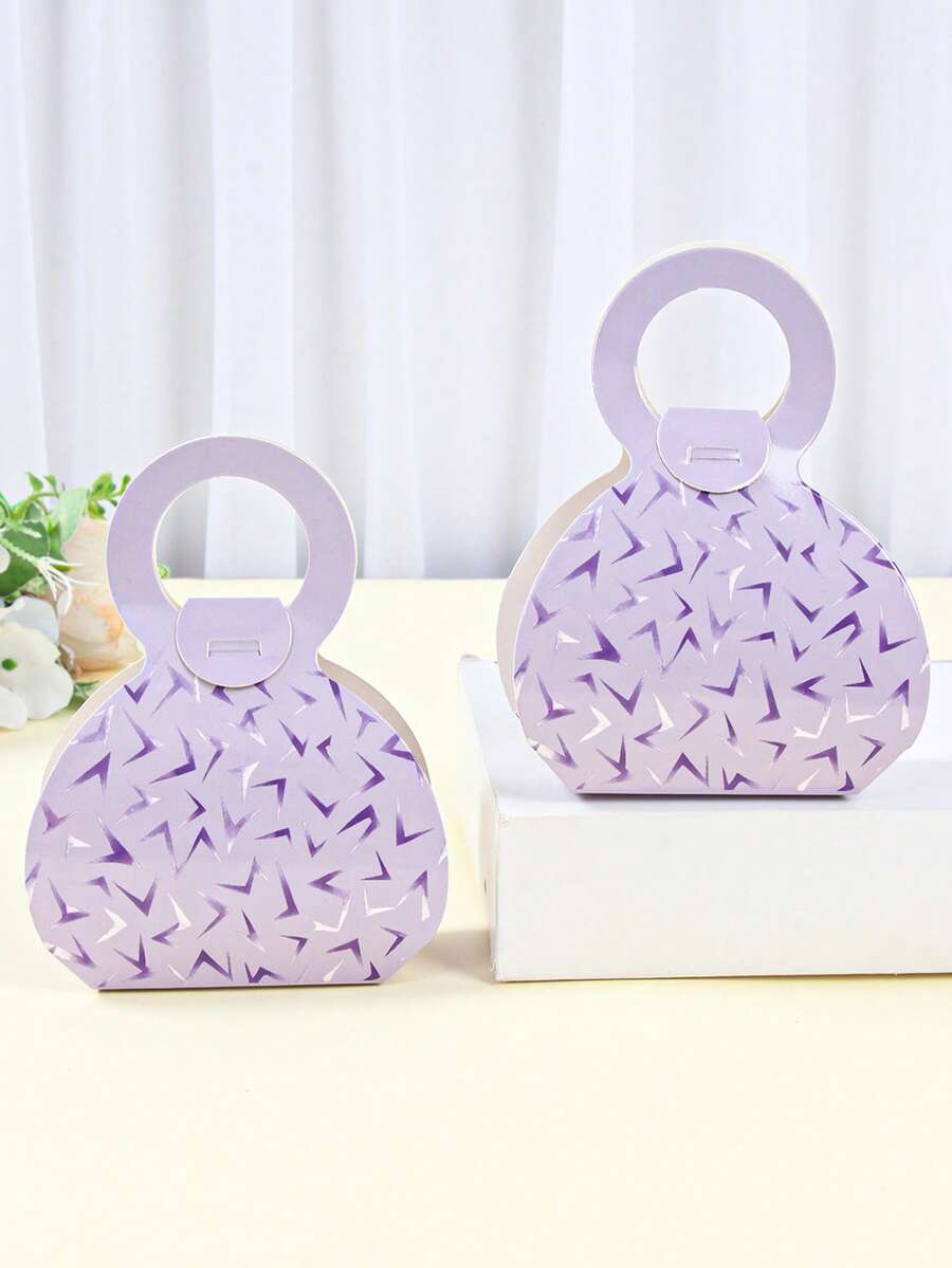 Lot de 12 boîtes à dragées violettes en forme de sac à main, idéales pour les fêtes K-pop (mariage, enterrement de vie de jeune fille, bébé douche, révélation du sexe du bébé, anniversaire), les fêtes d'anniversaire sur le thème des groupes féminins K-pop.