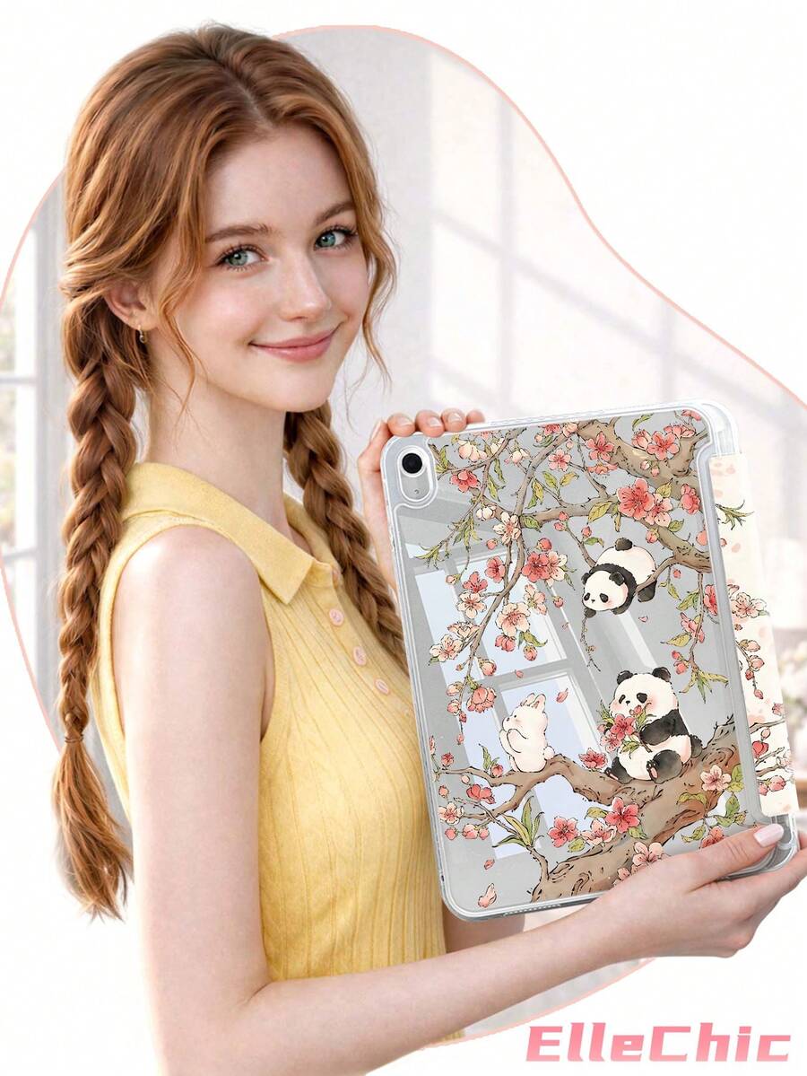 樱花树上熊猫图案保护套,兼容 iPad Air 8(M4)2026(11 英寸)、Air 4/5 10.9 英寸、7/8/9 10.2 英寸,内置笔槽,兼容三星 Tab S6 10.4 英寸,兼容 Kindle 第 11 代(2022/2024)、Kindle Clara 2E、Clara Colour、Clara BW (6 英寸) 和 Libra Colour (7 英寸),可爱少女风时尚设计,可作平板电脑桌面装饰,生日和节日礼物。 - 彩色 - 查看 1