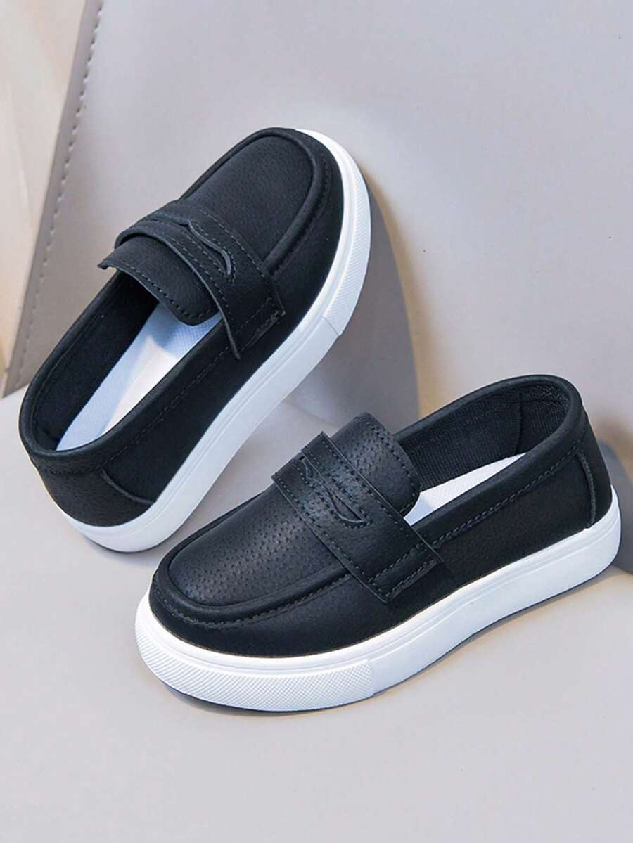 1 đôi giày thể thao cổ thấp unisex mới, đế mềm chống trơn trượt, giày trượt ván cho trẻ em, giày chạy bộ thời trang đa năng cho học sinh, giày thường ngày cho trẻ sơ sinh và trẻ nhỏ, thích hợp cho mùa xuân, hè, thu, đông. - màu đen - Xem 1