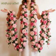 2 pièces Guirlande de roses roses artificielles à double couche, convient pour la Saint-Valentin, les fêtes, les mariages, la décoration d'arche d'anniversaire, la décoration de mariage, le DIY, la décoration de jardin pour la fête des mères, la décoration de fenêtre et de mur, l'emballage cadeau, la décoration d'intérieur, durable et flexible, floraison durable sans décoloration - Multicolore - Voir 1
