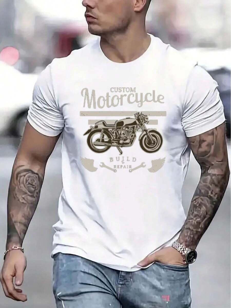 2026 camisetas para hombre, camiseta de hombre cómoda con cuello redondo, informal, de algodón, de manga corta, suave y transpirable, ropa de hombre, camiseta de verano y primavera, ropa de - Blanco - Ver 1
