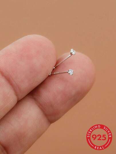 SereneSpark 1 Đôi bông tai đinh tán tối giản bằng bạc Sterling S925, phụ kiện hàng ngày dành cho nữ, bông tai tinh tế, mạ vàng 18K, trang sức tuyệt đẹp, thích hợp làm quà tặng kỷ niệm, quà cưới.