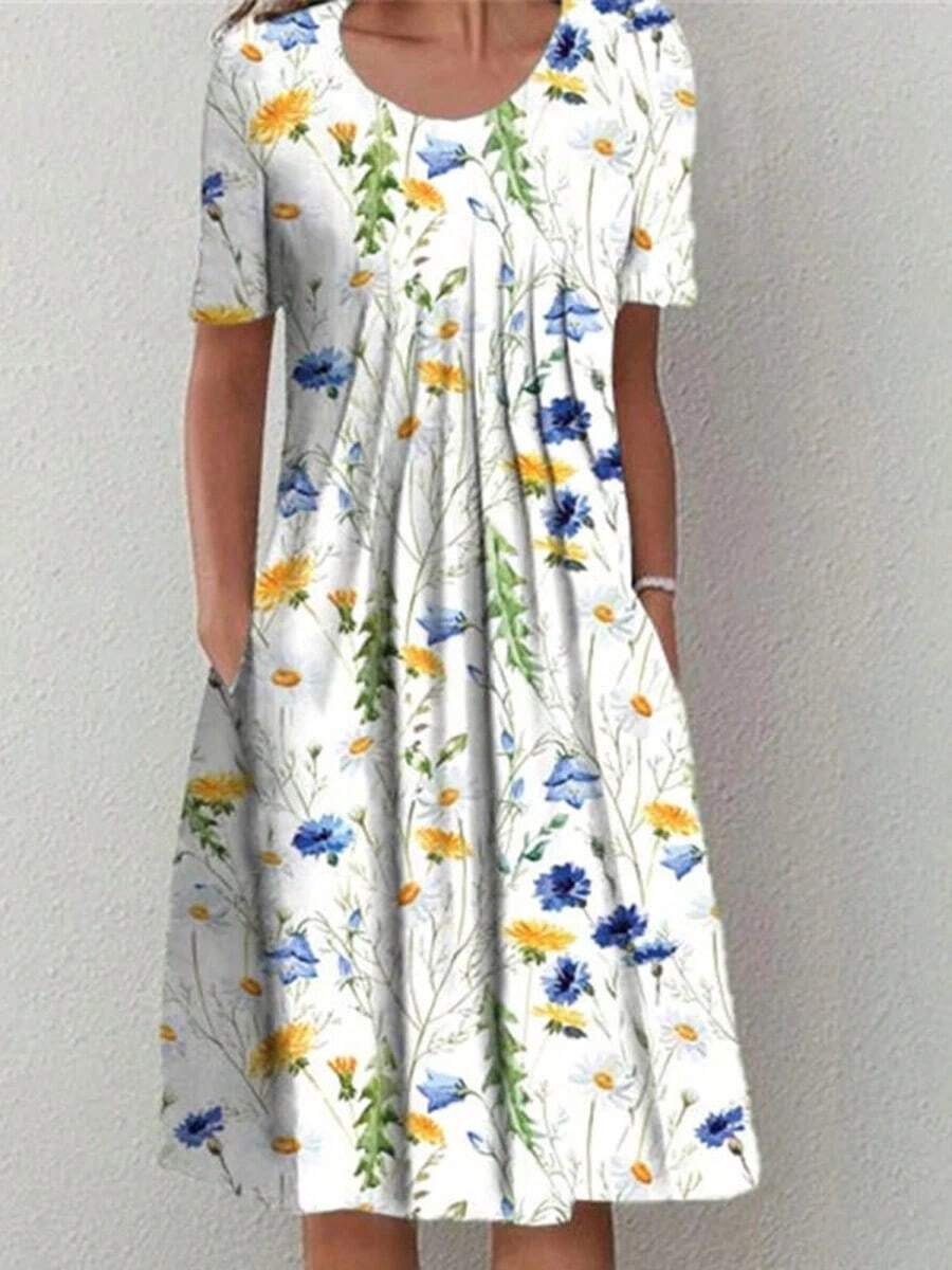 Vestido elegante de moda para mujer, vestido informal holgado, vestido estampado para mujer, nuevo temperamento - BLANCO - Ver 1