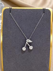 1 pièce Collier en or plaqué 18 carats en acier inoxydable, pendentif cerise poli. Bijoux en acier inoxydable, collier et pendentif, collier pour femme, convient pour le port quotidien, les rendez-vous, les fêtes, la saison des vacances, les accessoires d'été, les accessoires de plage pour femmes, les cadeaux pour la fête des mères, les cadeaux d'anniversaire, les cadeaux pour la petite amie, bijoux bohèmes - Multicolore - Voir 9