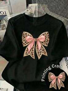 Nueva camiseta de manga corta con cuello redondo para mujeres, diseño primavera-verano, combina perfectamente un nudo de mariposa moderno y minimalista con estampados de letras en inglés, transpirable y absorbe la sudoración.Envío directo desde nuestro almacén local, modelo para parejas, para llevar en pareja.blusas para mujer playeras de mujer blusas casuales para dama - Negro - Ver 13