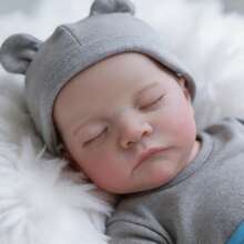 ziyiui 19 Inch Realistic Reborn Baby Doll, Handmade 3D Painted Skin Soft Vinyl,45cm Reborn Doll Movable Limbs Pretend Play Toy, Holiday Gift For Girls Boys 3+ Collectors,Real Life Baby Dolls With Accessories & Gift Box For Kids. - 藍色 - 查看 6