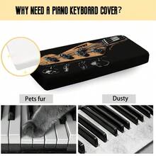 1 pieza Cubierta decorativa plana 2D para teclado de piano, apta para teclados electrónicos de 61/88 teclas - Patrón de notas musicales | Cubierta protectora fácil de limpiar (Teclado no incluido) - Ver 8
