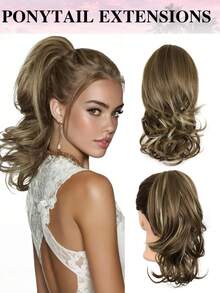 Ponytail Extension,European And American Style Ponytail Wig, 14" Short Claw Hair Extension Synthetic Wavy Clip In Ponytail Wig Daily Fluffy Pony Tail For Women - Multicolor - View 14