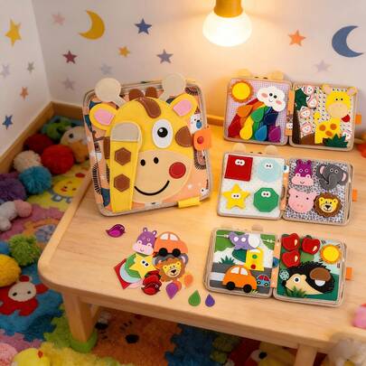 Felt Busy Board | Interactive Animal Learning Activity Board Suitable For Children | Lively Farm Themed Sensory Toy, Beneficial For Early Development And Focus | Ideal As Easter, Christmas And Birthday Gift