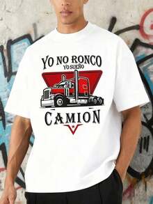 Gift: Large Graphic Of A Powerful Red Truck With Metallic Details That Conveys A Passion For Driving And The Free Spirit Of The Open Road, Accompanied By The Phrase "I Don't Snore, I Dream." T-Shirt, 100% Cotton, Soft - 白色的 - 查看 7