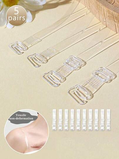 5 Cặp Dây Đeo Áo Ngực Trong Suốt Vô Hình - Dây đeo silicon chống trượt cho áo ngực không dây, hoàn hảo cho các sự kiện trang trọng, đám cưới và kỳ nghỉ.