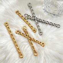 20Pcs 304 Stainless Steel 18K Gold Plated Twisted Bar Connector, Twisted Stick With Loop, DIY Handmade Jewelry Chain Extension Accessories - Connector - View 5