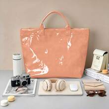 1pc Women' Elegant Lightweight Tote Bag - PVC-Fabric Handbag Suitable For Travel, Commuting, Parties, Hand Washable, Spacious Casual Purse For Clothing, Cosmetics Storage Gift For Family - Hồng - Xem 4