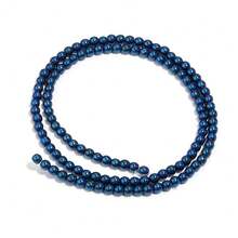1 Strand 2/3/4/6/8/10mm Approx. 38-180pcs Blue Round Hematite & Black Tourmaline Drilled Spacer Beads For Handmade Bracelets, Necklaces, Earrings, Jewelry, Shoe Decor, Clothing Accessories, Non-Magnetic - Electroplating Blue - View 9