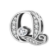 CYCUFF 1pc Silver Plated A-Z 26 Letters Scroll Style Bead Charm Bracelet DIY Jewelry Making, Gift For Women - Silver - View 26