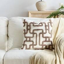 1 buah Sarung Bantal Hias Geometris Chenille Bohemian, Sarung Bantal Dekoratif Sempurna untuk Tempat Tidur, Sofa, Bangku Luar Ruangan di Rumah, Isian Bantal Tidak Termasuk - cokelat - View 9