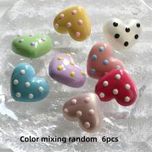 6/12pcs Polka Dot Resin Heart Shiny Cute Sewing Buttons For Sweater Knitted Cardigan Denim Jacket DIY Decoration - Multicolor - View 8