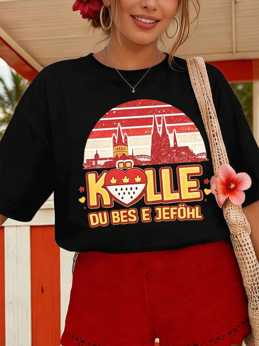 Dam-T-shirts - Svart - Visa 1