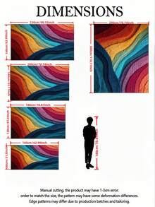 1pc Modern Stylish Indoor Decorative Large Rug, New Faux Wool Washable Bottom Indoor Carpet, Living Room Rug, Sofa Rug, Bedroom Rug, Bedside Anti-Slip Mat, Room Floor Mat, Dining Kitchen Rug, Office Chair Pad, Entryway Doormat, Outdoor Picnic Blanket, Camping Mat - Multicolor-1 - View 3