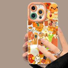 Artículos con temática de comida y personajes de estética naranjafunda de teléfono Fundas compatibles con ,Apple,VIVO,OPPO,,, y Honor.Fabricadas en silicona TPU,ofrecen protección contra golpes y caídas. - Blanco - Ver 4