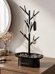 Portaoggetti gioielli a forma di albero a 6 ripiani. Adatto per conservare orecchini, collane, bracciali, orologi, anelli, fermagli per capelli, elastici per capelli, chiavi, ecc. Può essere utilizzato all'ingresso, in soggiorno, in camera da letto, al trucco, nell'armadio, in bagno. Regalo ideale per le ragazze. Portacollane - colore casuale - Visualizzare 7