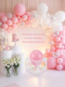 1 Set Ballon Größen Messbox, faltbare Kunststoff Ballon Messbox Ballon Größen Messgerät, verwendet für Party Ballon Bogen Säulen Dekoration (transparent) - Weiss - Übersicht 4