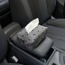 1pc Cute Polka Dot Bow Car Tissue Box, Creative Car Interior Decor Tissue Paper Holder - A - View 7
