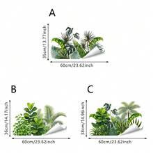 1/3片装清新丛林绿植物窗贴，静电吸附，可重复使用，适用于厨房、客厅、玻璃门窗装饰。 - 窗貼 - 查看 5