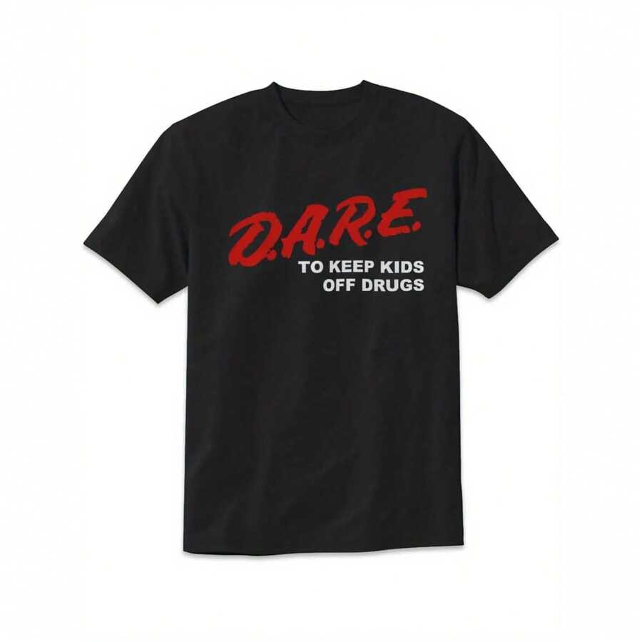 90s Retro Graphic Tee - 's T-Shirt With Vintage D.A.R.E. Inspired Design, Adult Funny T-Shirt, Gift For Woman And Man - 黑色 - 查看 1