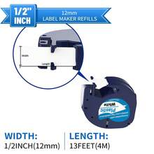 3包12mm兼容Dymo LetraTag标签机替换装标签带，型号91331、91332、91333、91334、91335，黑底白字，黄色、红色、蓝色，塑料材质，12mm x 4m，91331(91201 S0721660)，适用于Dymo LetraTag Plus标签机LT-100H、LT-100T、LT-110T。 - 1套 - 查看 4