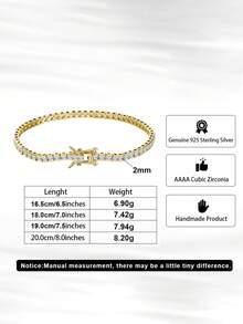 ORSA JEWELS 1 Chiếc vòng tay dây xích tennis bằng bạc sterling 925 và vàng 14k, đính đá Zirconia vuông 2mm, trang sức cao cấp dành cho nữ và nam, quà tặng đám cưới, tiệc tùng, sinh nhật và Giáng sinh 2026. Vòng tay thời trang - SB144 - Xem 7