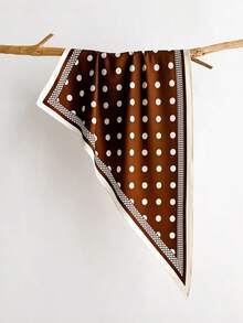 1pc Polka Dot Retro Minimalist Faux Silk Triangular Scarf, Neckerchief, Shawl For Women - Multicolor - View 6