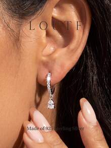 Newsoul Cubic Zirconia Decor Silver Drop Earrings - Silver - View 3