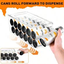 2 Pack Skinny Can Organizer For Refrigerator, Stackable Tall Skinny Soda Pop Can Holder Dispenser With Lid For Fridge Pantry Rack Freezer, Clear Plastic Storage Bins-Holds 12 Slim Cans Each - View 4