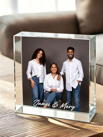 1pc Customized Acrylic Photo Brick, Personalized Photo Frame, Photo Gift, Ideal Gift For Mom, Suitable For Wedding, Anniversary, Family Photos, Bedroom And Living Room Decor, Home Decor, Valentine's Day, High Quality, Fashionable Customization, Unique, Ideal Gift For Boyfriend/Girlfriend, Suitable For Valentine's Day, Anniversary, Wedding, Mother's Day, Birthday, Holiday, Father's Day, Graduation, Housewarming, Living Room, Home Decor