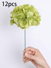 6pcs/Set Multicolor Artificial Hydrangea Flowers With Stems, Polyester Fake Flower Heads, Suitable For Home Decor, Wedding Venue Decoration, Birthday Party, Bedroom, Living Room, Creative Display - Green - View 10
