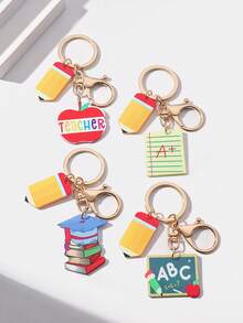 Graduation Season Pencil Keychain, Teacher's Day Gift Keychain, Apple Keychain, TEACHER English Pendant Gift - Multicolor - View 3