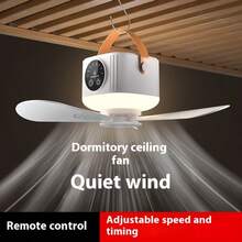 Portable Ceiling Fan, LED Ceiling Fan, Can Be Installed Anywhere. 3600mAh Battery, USB-Rechargeable Fan With Remote Control, 4 Speed Settings, Timer Function And Detachable Design, Suitable For Bedrooms, Outdoor Travel And Camping. - Multicolor - View 5