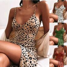 Vestido ajustado de talla S-5XL para mujer, ropa con estampado de leopardo, tirantes, primavera y verano - Blanco - Ver 3