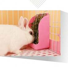1pc Small Pet Hay Feeder, Lightweight Spring Design & Anti-Bite Metal Edge, Space-Saving Rabbit Hay Rack, Convenient Small Animal Feeding Device With Rotating Latch - D - View 5